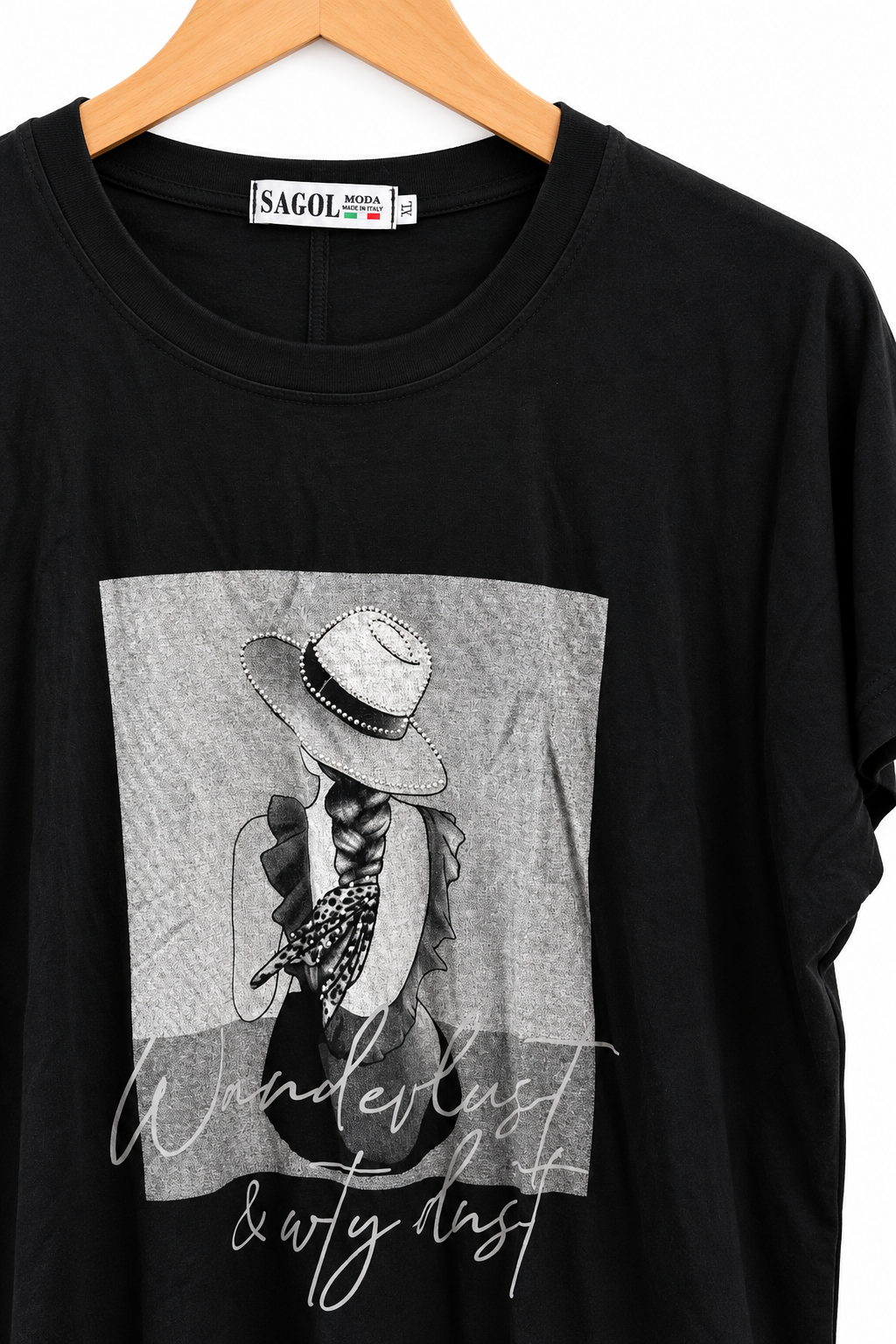 חולצת טי שרט פני אישה עם ניטים בשחור- L-XL, תמונה 2