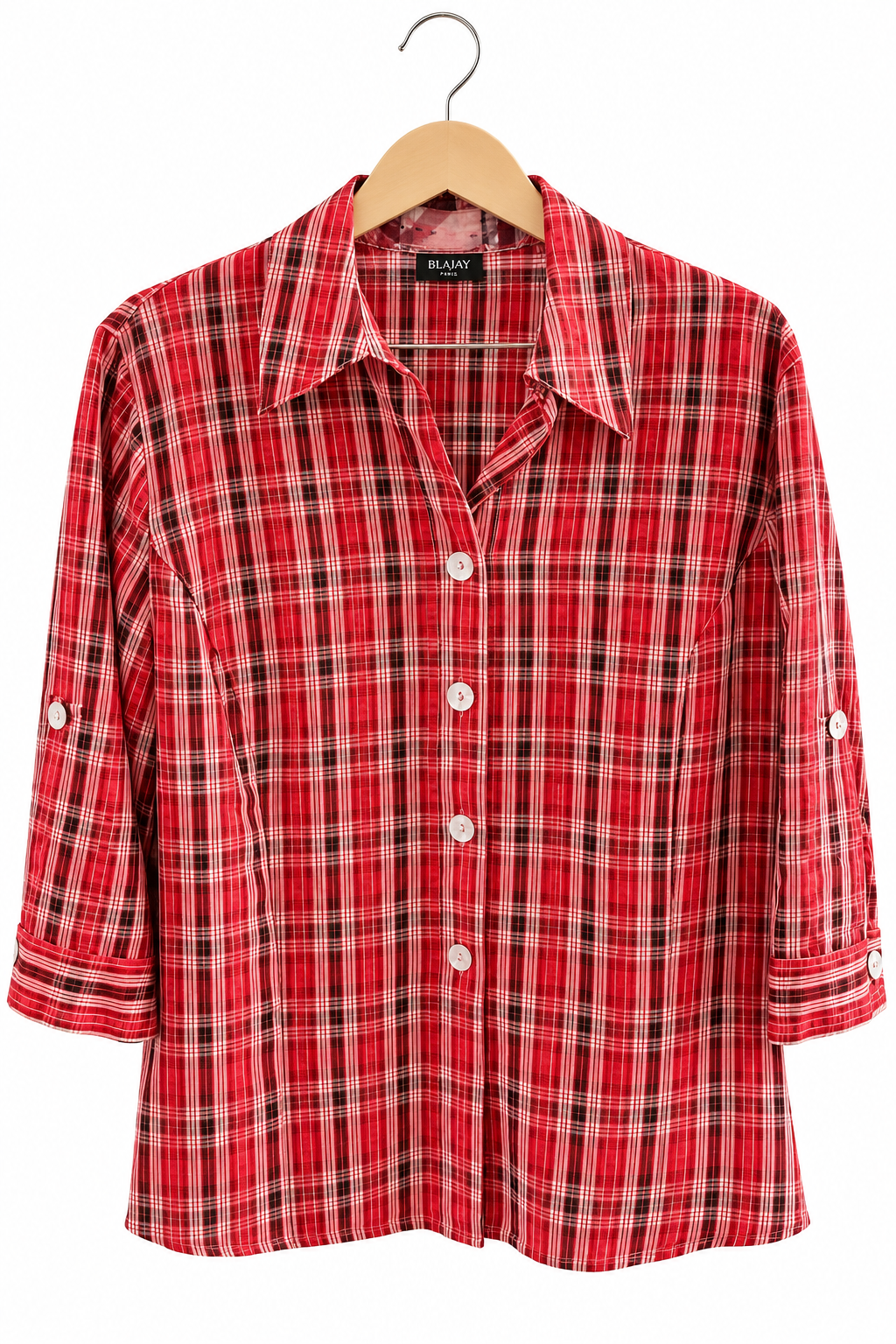 חולצת וינטיג משובצת באדום ולבן- L-XL, תמונה 1