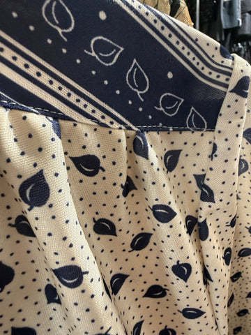 חולצת וינטיג עלים בשמנת וכחול- L-XL