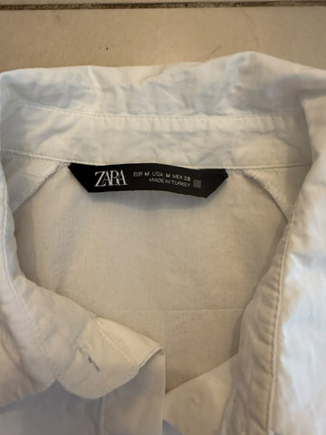 חולצת קרופ ZARA מכופתרת בלבן- M