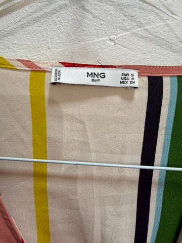 שמלת פסים מעטפת MANNGO בלבן- S