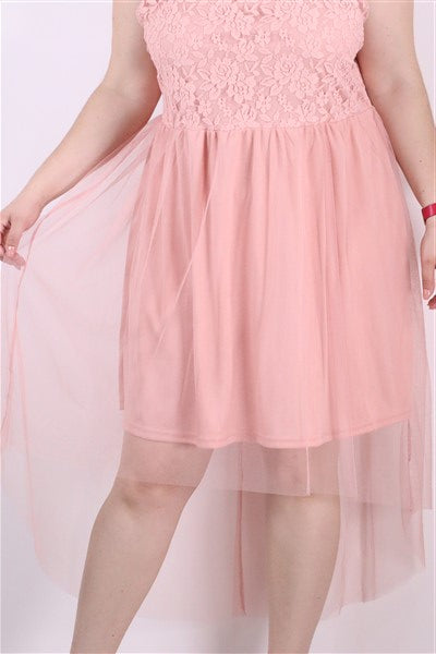 שמלת ערב שיפון ותחרה בורוד- XL-XXL, תמונה 7
